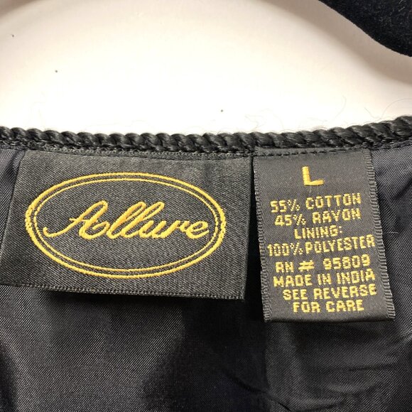 Allure Black Jacket, Size Large, Embroidered Applique Tropical Birds‎ Flowers - Picture 3 of 14